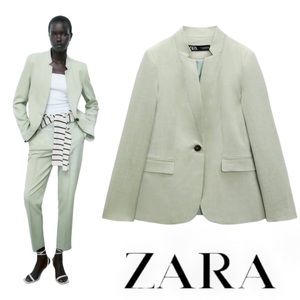 Zara Inverted Lapel Blazer and matching ankle pants